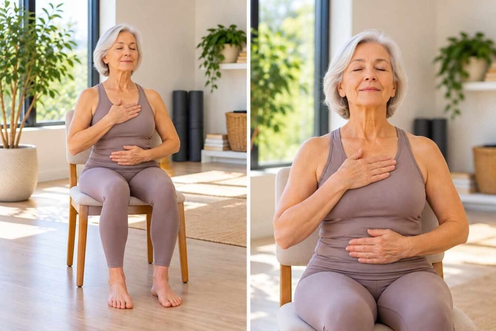 This calming exercise helps with stress relief and improves lung capacity.
