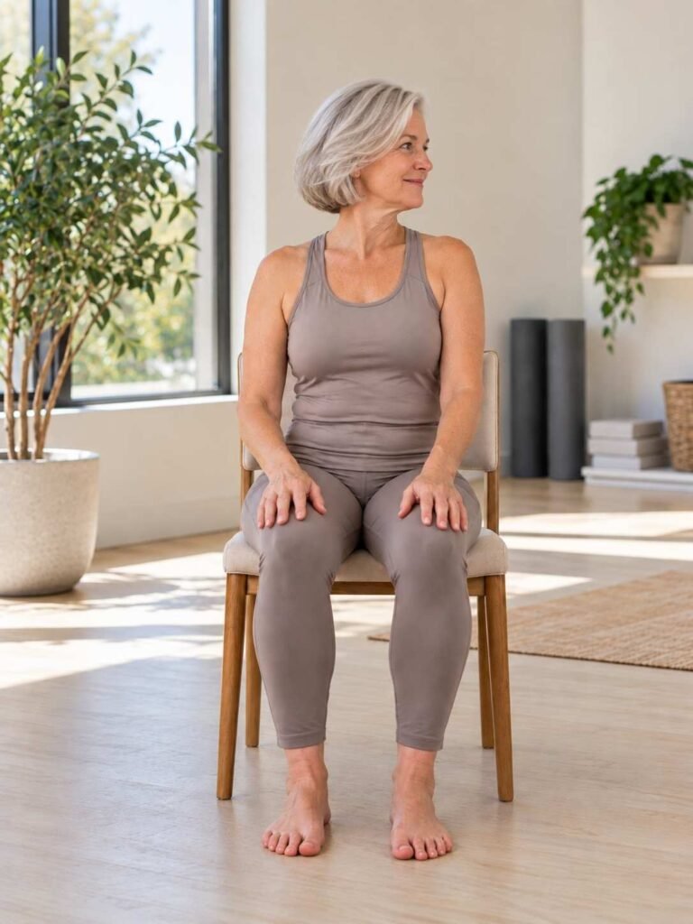This simple yet effective exercise helps in improving neck flexibility, reducing tension, and promoting better posture. It's ideal for seniors who spend long hours sitting and want to prevent stiffness.