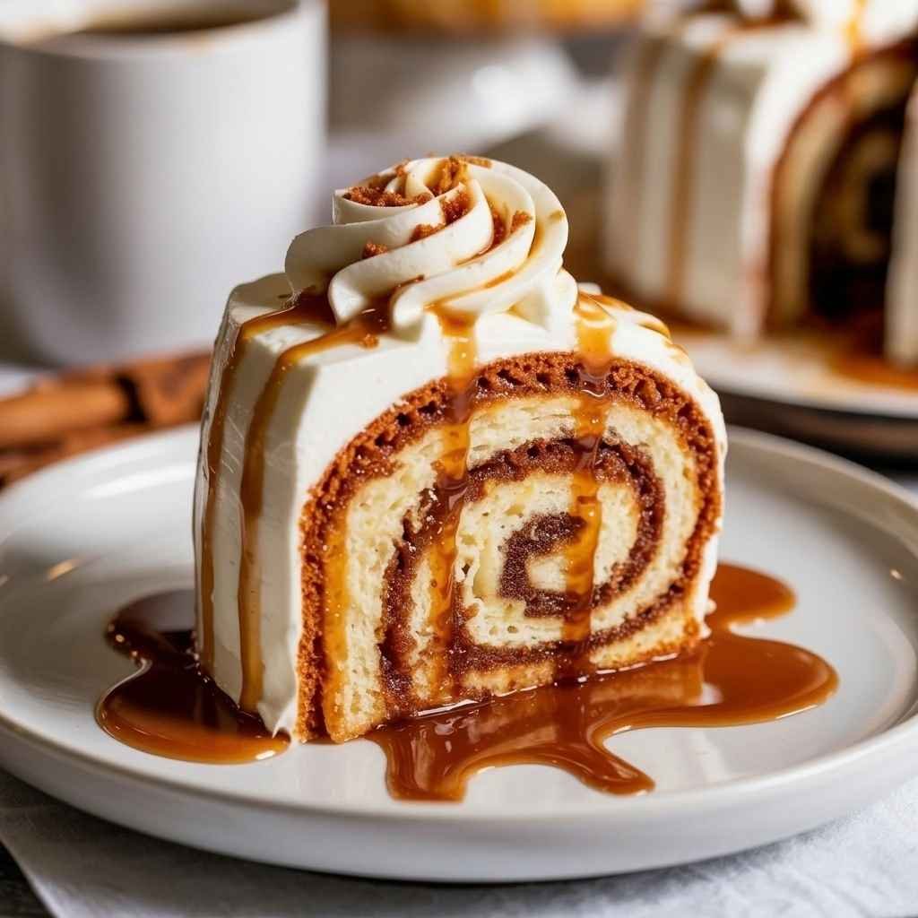 Caramel cinnamon roll cake combines the familiar flavors of a cinnamon roll with the soft texture of a homemade cake. Layers of cinnamon sugar add warmth throughout the dessert, while the caramel sauce brings a rich sweetness that ties everything together.