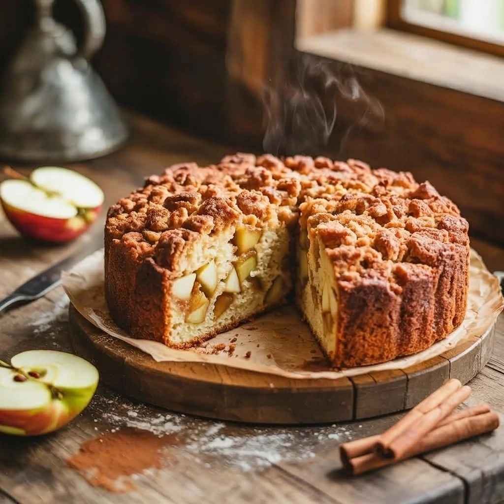 This gluten-free apple cake delivers the familiar comfort of a homemade dessert while using a gluten-free flour blend and fresh apples. The combination creates a tender crumb with warm cinnamon notes and natural sweetness from the fruit.