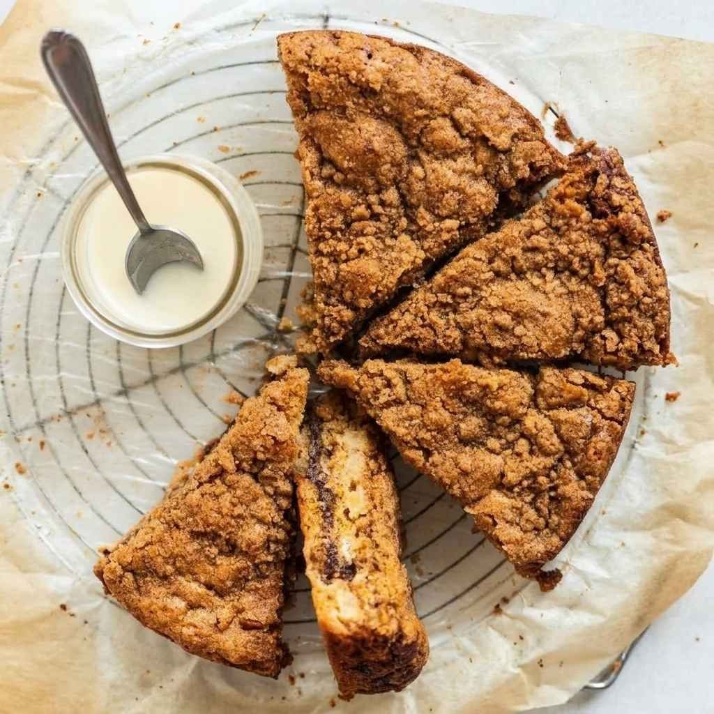 Cinnamon streusel coffee cake is a soft, buttery dessert topped with a sweet cinnamon crumb layer. The combination of moist cake, warm spices, and crunchy streusel creates a comforting treat that pairs perfectly with coffee or tea.