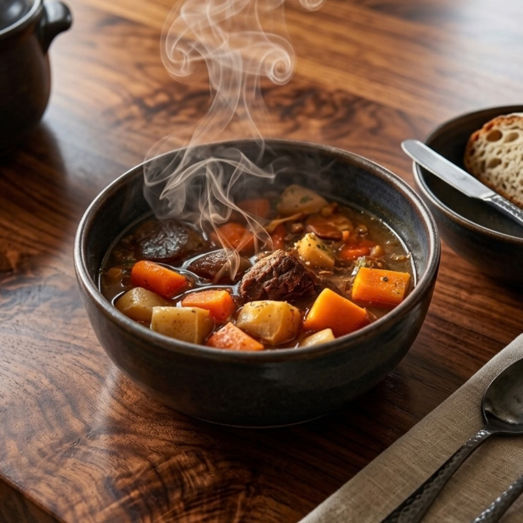 Hearty beef stew is a classic slow cooker meal made with tender beef, carrots, potatoes, onions, and a rich savory broth. The long cooking time helps the flavors blend together while creating a warm and filling dinner.
