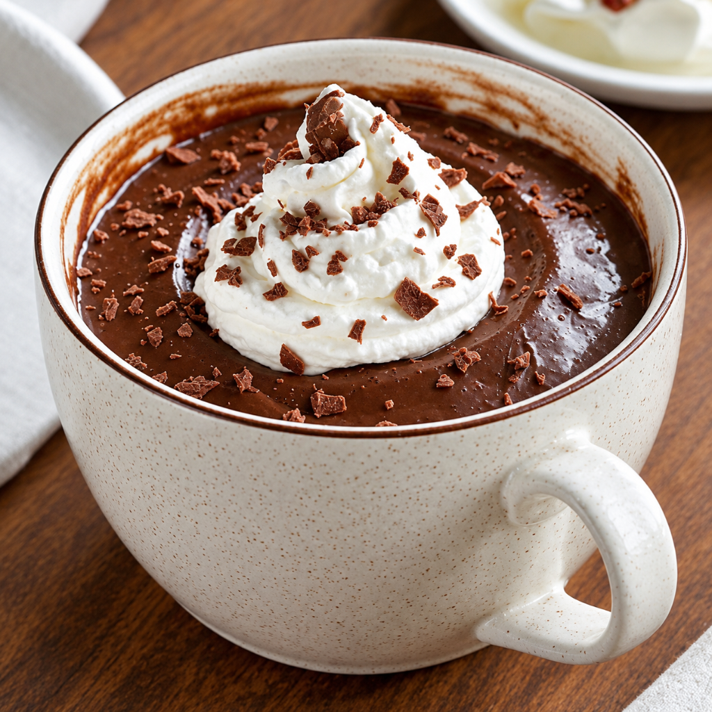 Creamy slow cooker hot chocolate served in a rustic ceramic cup with whipped cream and chocolate toppings, ideal for winter treat recipes.