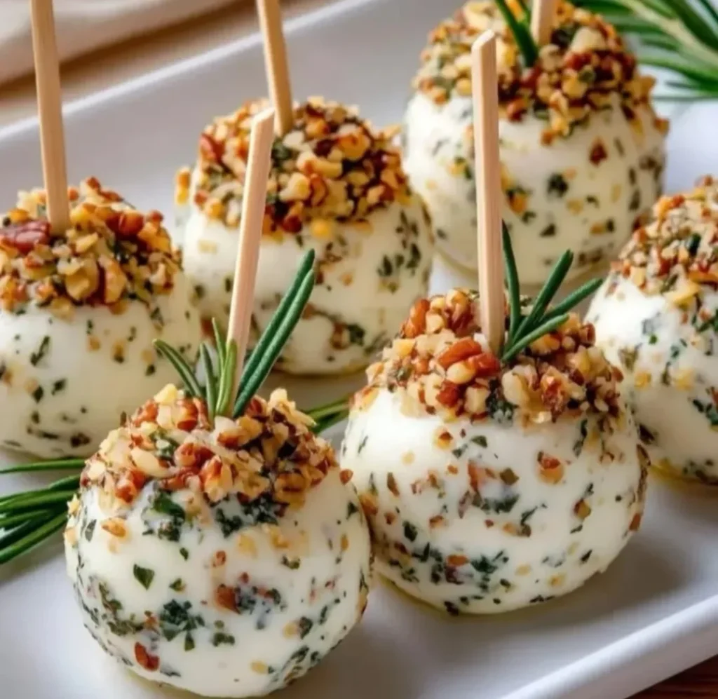 These mini herb cheese ball bites are a fun and elegant twist on the classic cheese ball appetizer. The creamy cheese mixture is coated with crunchy nuts and fresh herbs, creating a perfect combination of smooth texture and savory flavor in every bite.