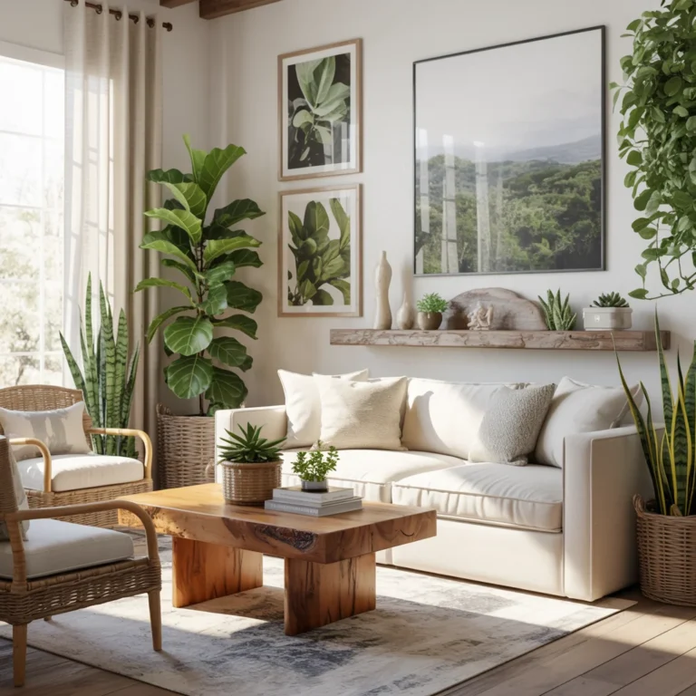 Bright Cozy Candle-Lit Neutral Living Room Inspiration