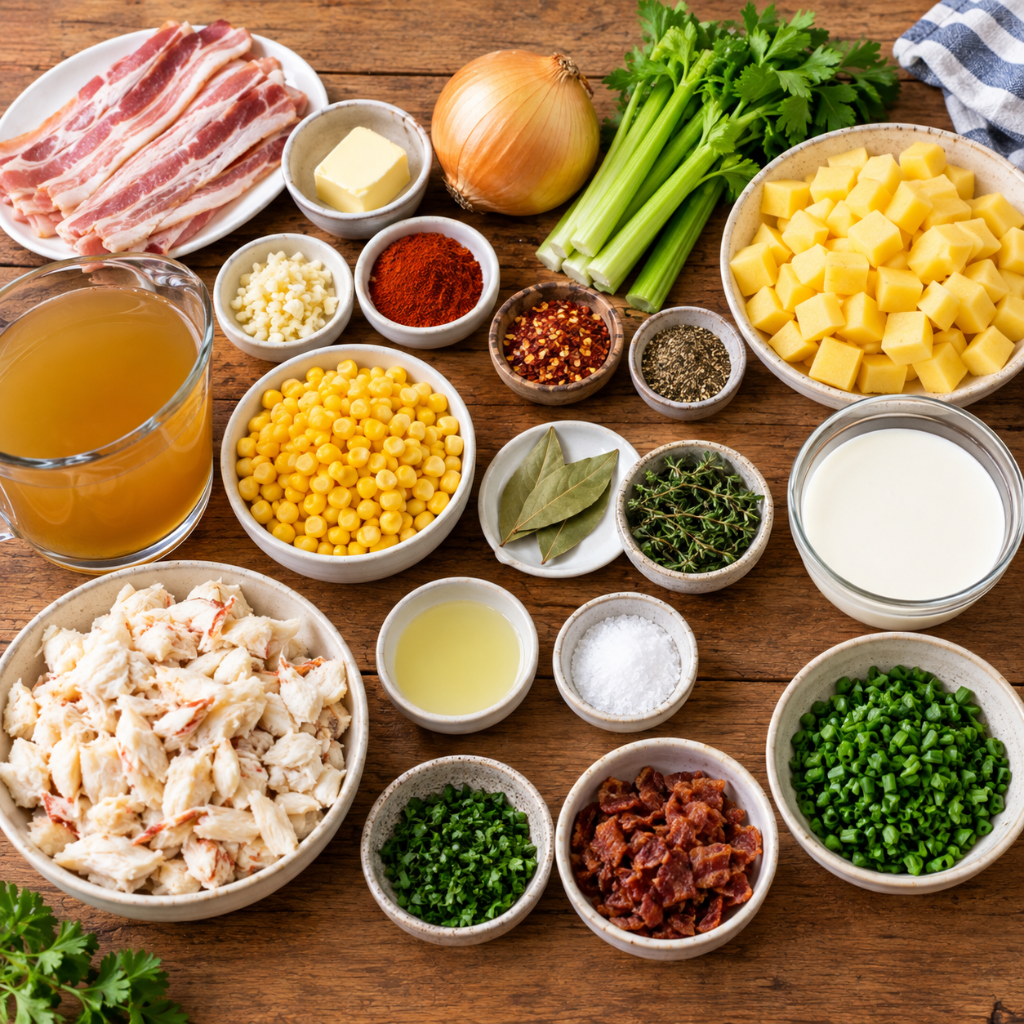 Ingredients You Will Need for Bobby Flay Crab & Corn Chowder Recipe