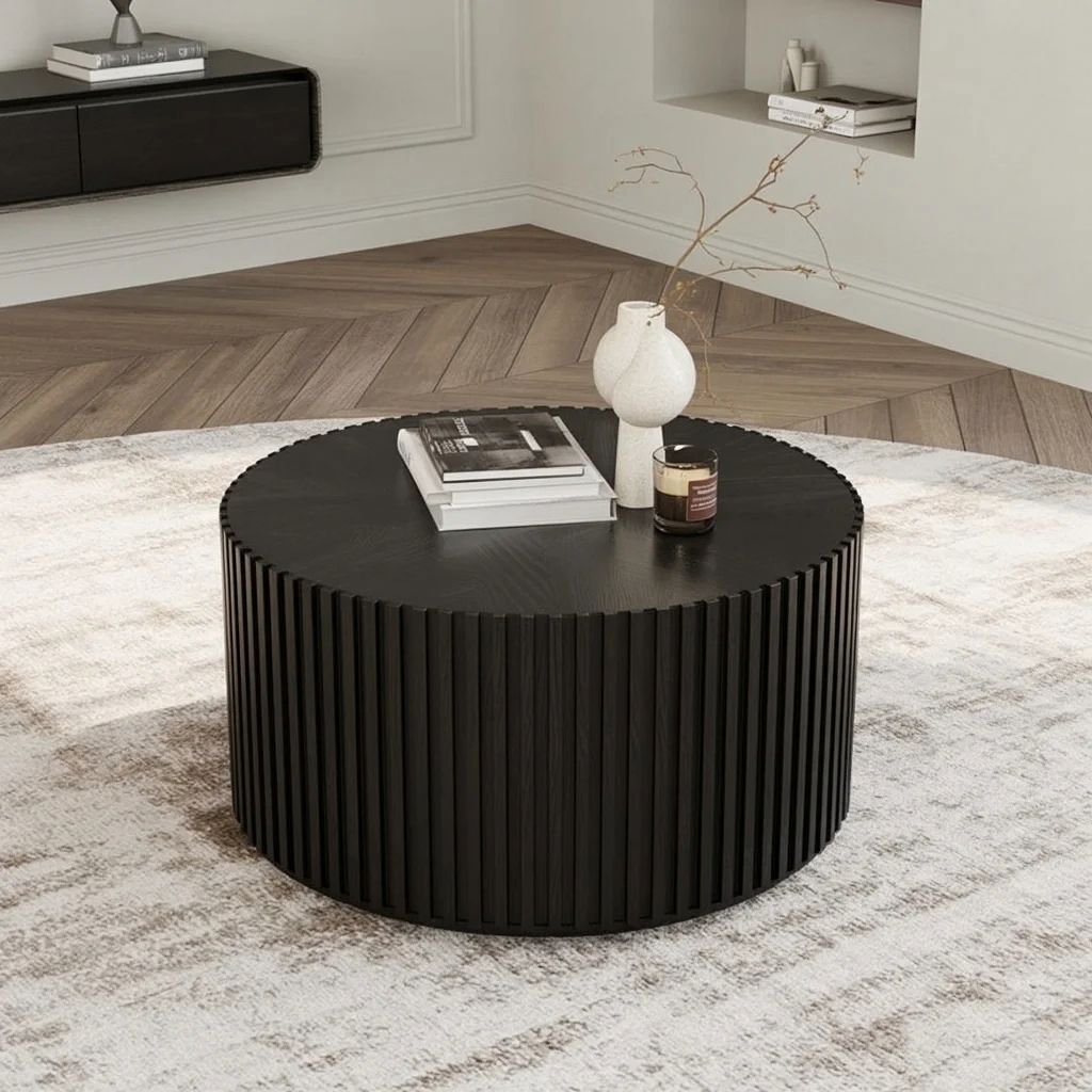 Modern Round Ribbed Coffee Table