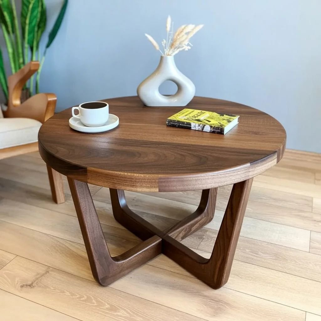 Sleek Wooden Round Coffee Table