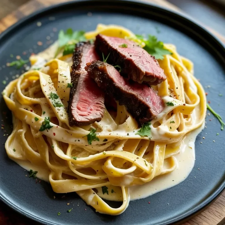 Creamy Garlic Steak Pasta Recipe