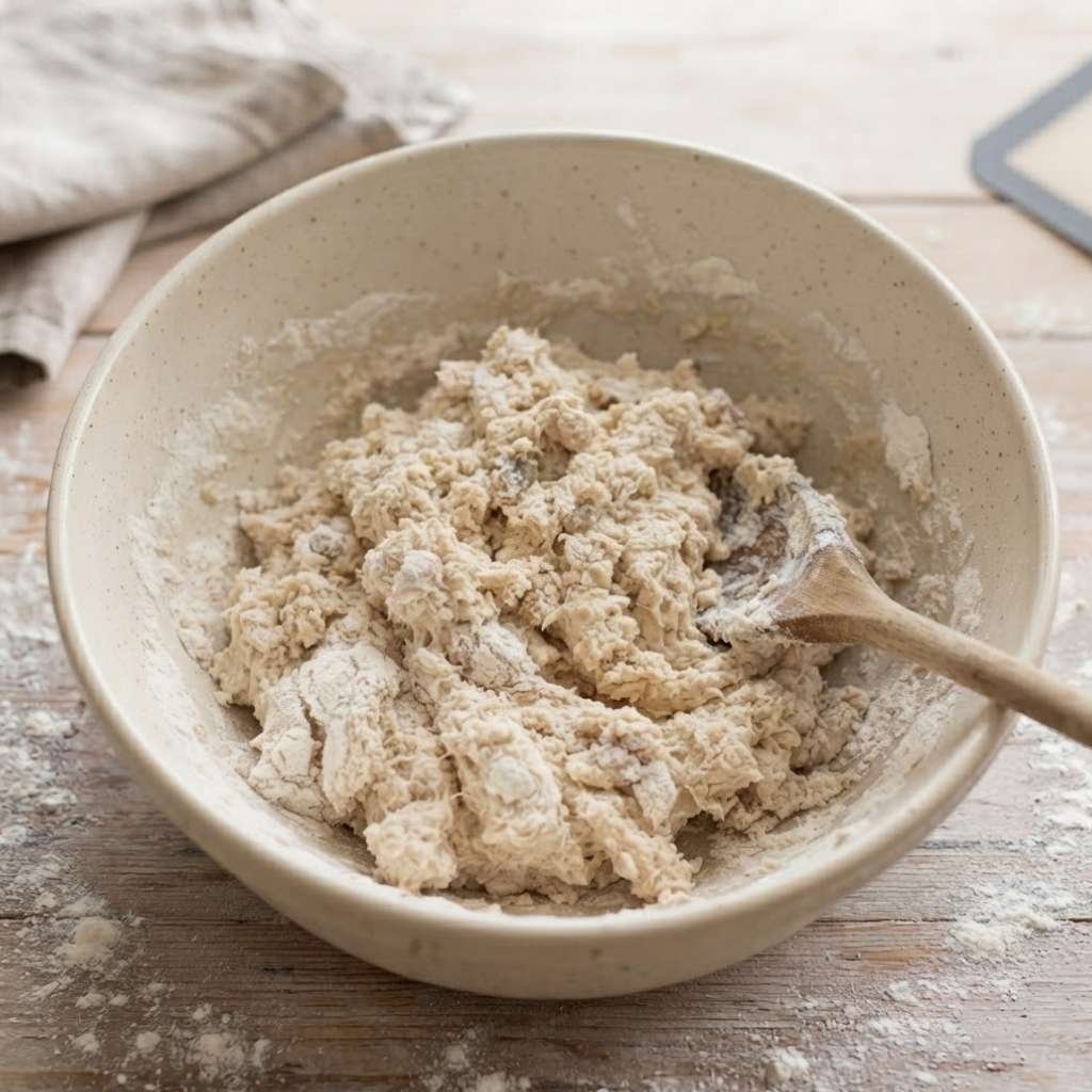 Add the sourdough discard, warm water, olive oil, and yogurt if using.