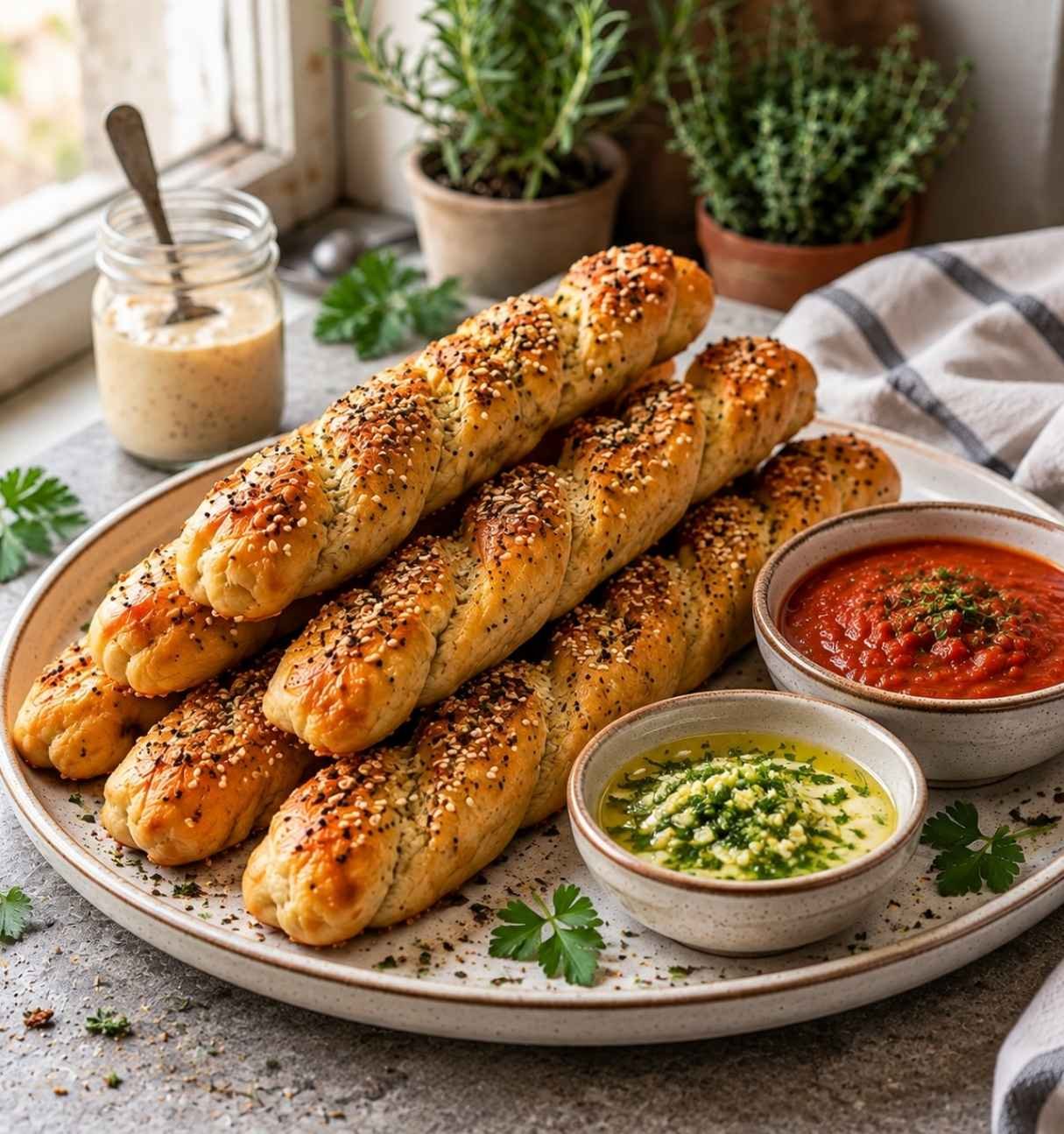 Allow the breadsticks to cool slightly before serving. Enjoy them warm with marinara sauce, garlic butter, hummus, or your favorite dip.