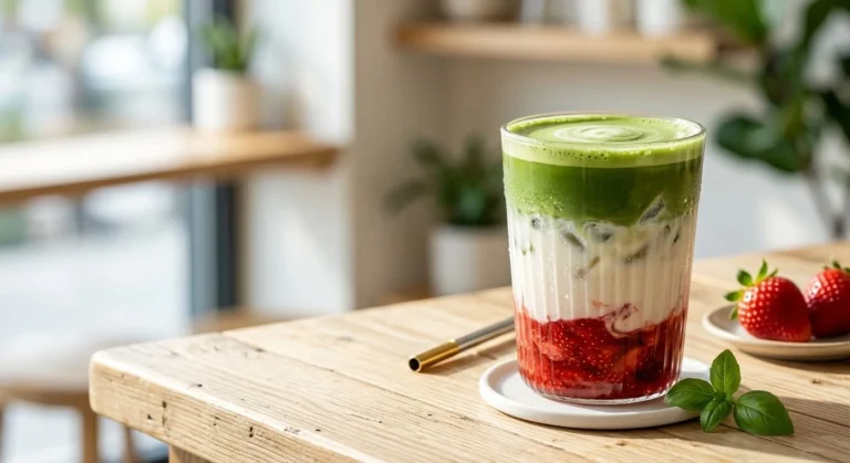 Creamy Strawberry Matcha Latte Recipe at Home – Refreshing, Layered, and Better Than Café Drinks
