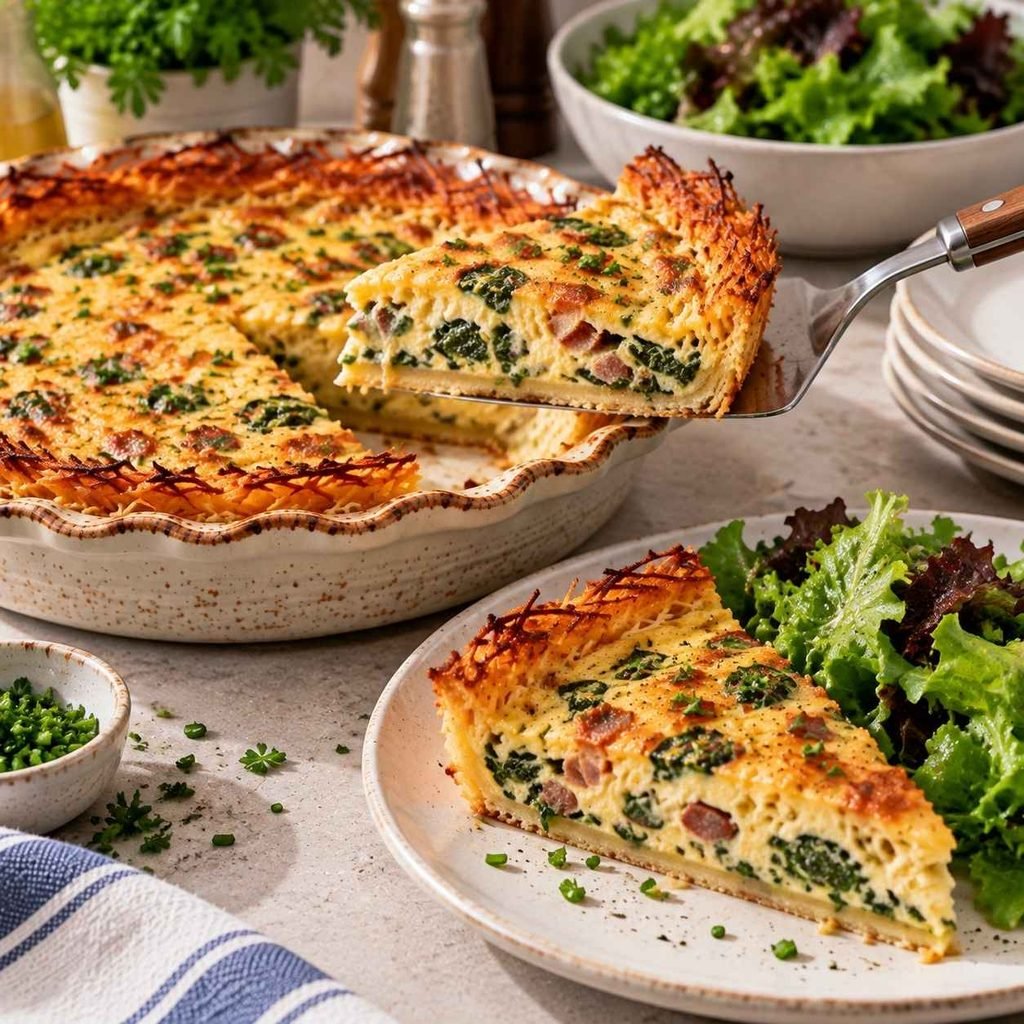 Run a thin knife around the edge of the dish first to release any crust that stuck to the side.