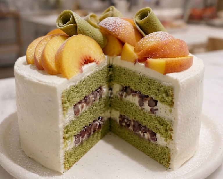 Peach and Matcha Japanese Shortcake – A Delightful Fusion of Flavors and Textures