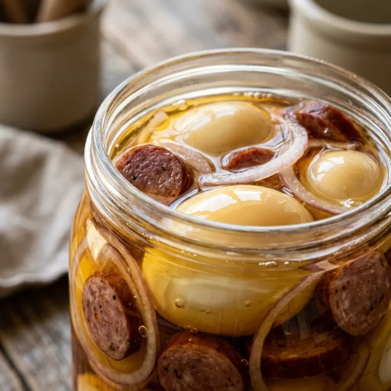 Tangy Pickled Eggs with Sausage & Onions Recipe – A Flavorful Twist on Classic Pickled Eggs