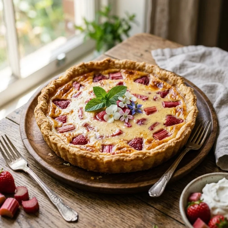 Crispy Strawberry Rhubarb Custard Tart: A Rustic, Textured Delight
