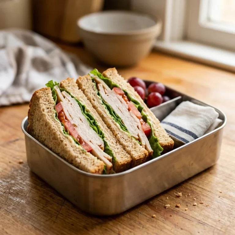 Quick School Lunch Ideas for Busy Mornings – Easy Turkey Sandwich Box with Crispy Potato Wedges
