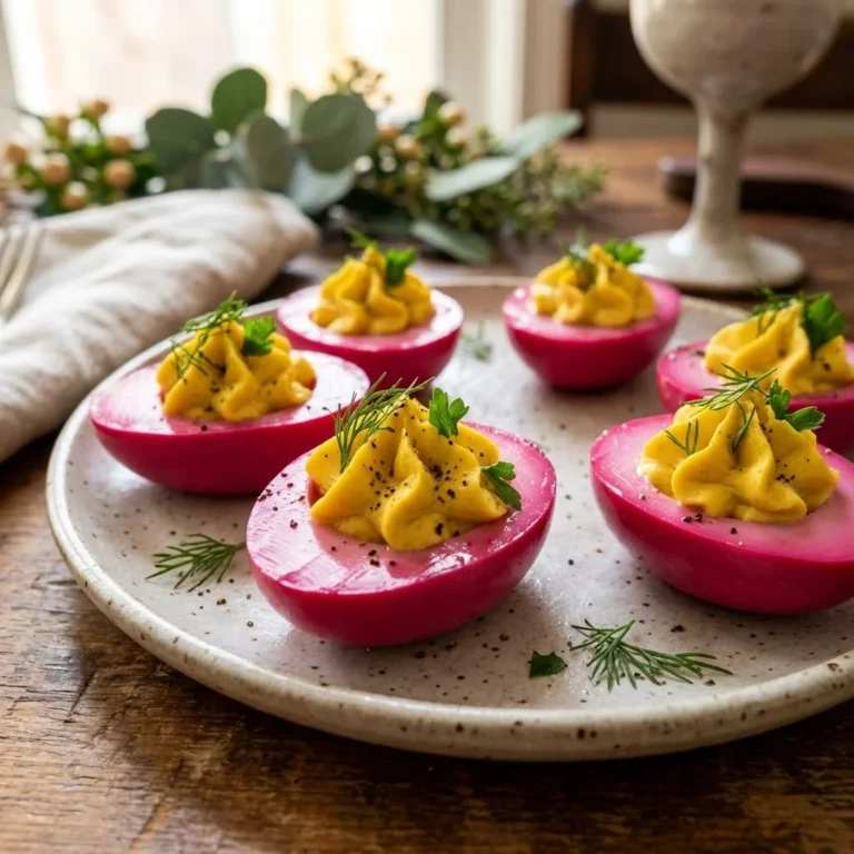 Festive Beet-Pickled Deviled Eggs – The Bold, Colorful Twist on a Classic
