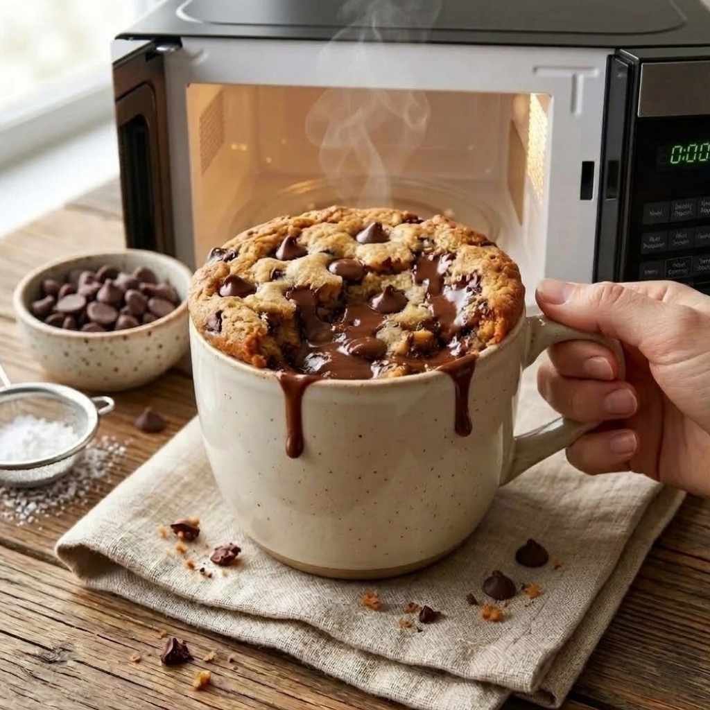 Place the mug in the microwave and cook on high for 40 to 60 seconds.