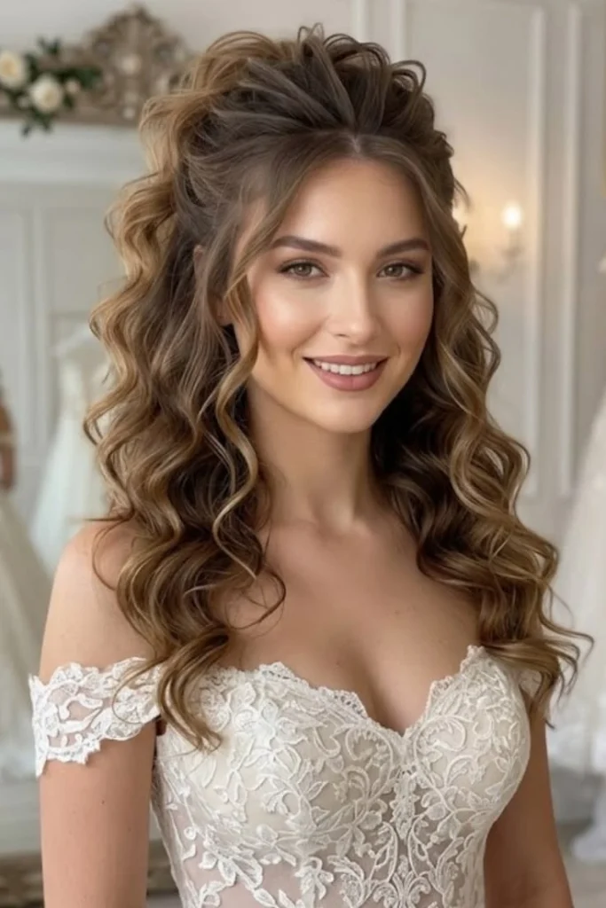 Romantic Half-Up, Half-Down Curly Hairstyle