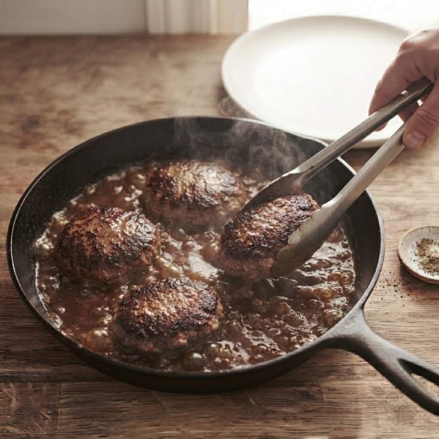 Heat the olive oil in a large skillet over medium-high until it shimmers. Add the patties and sear for 2 to 3 minutes per side, until a deep brown crust forms.