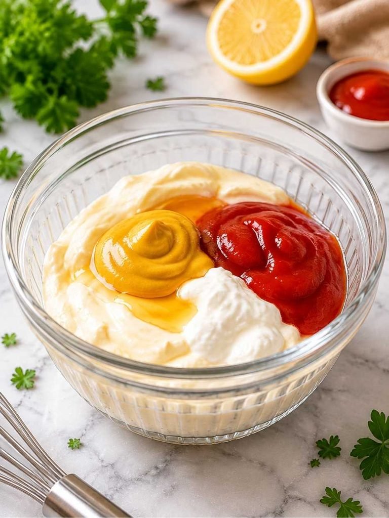 Add the mayonnaise and Greek yogurt to a small bowl. Whisk for about 20 seconds, until the mixture is uniform with no white streaks running through it.
