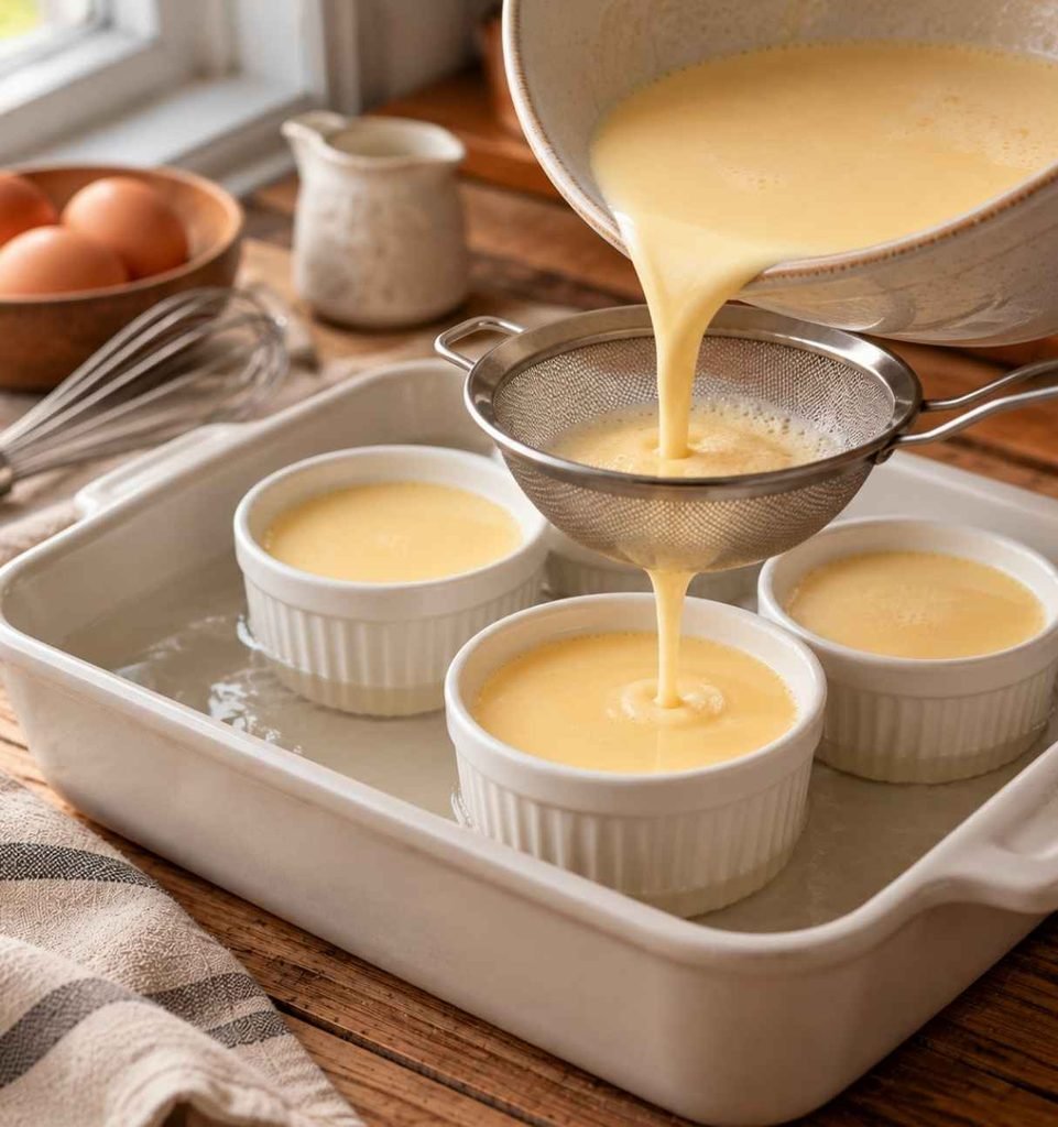 Strain the custard mixture through a fine mesh strainer for an extra smooth texture.