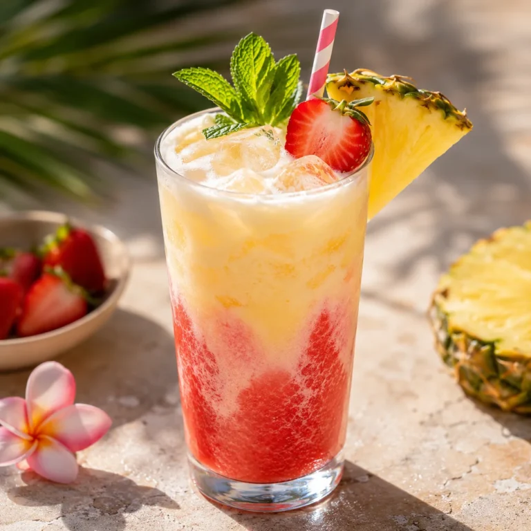 Pineapple Strawberry Colada Splash Drink | Refreshing Tropical Beverage Recipe