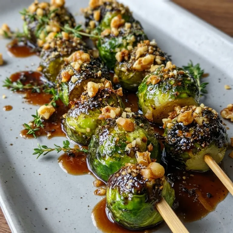 Caramelized Brussels Sprouts Skewers with Walnut Honey Glaze