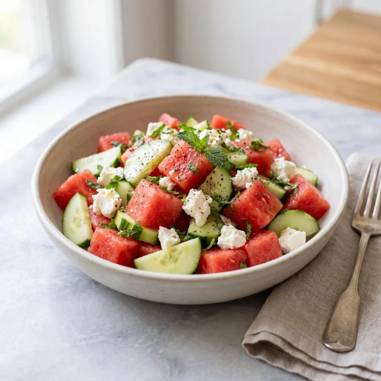 Quick and Refreshing Watermelon Cucumber Feta Salad Recipe