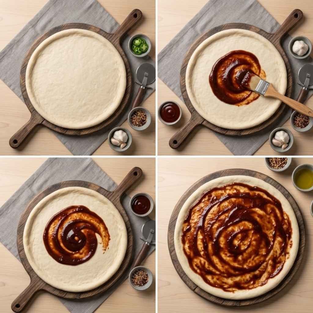 Add the cooked chicken to a bowl and mix it with ¼ cup BBQ sauce until every piece is evenly coated.