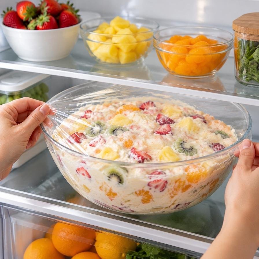 Cover the bowl with plastic wrap and place it in the refrigerator for at least 1 hour.