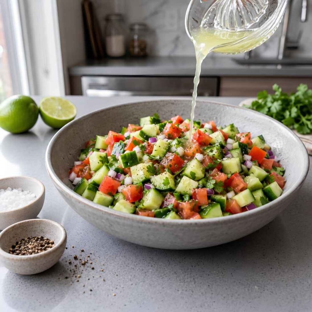 Add the Lime Dressing

Pour fresh lime juice over the vegetable