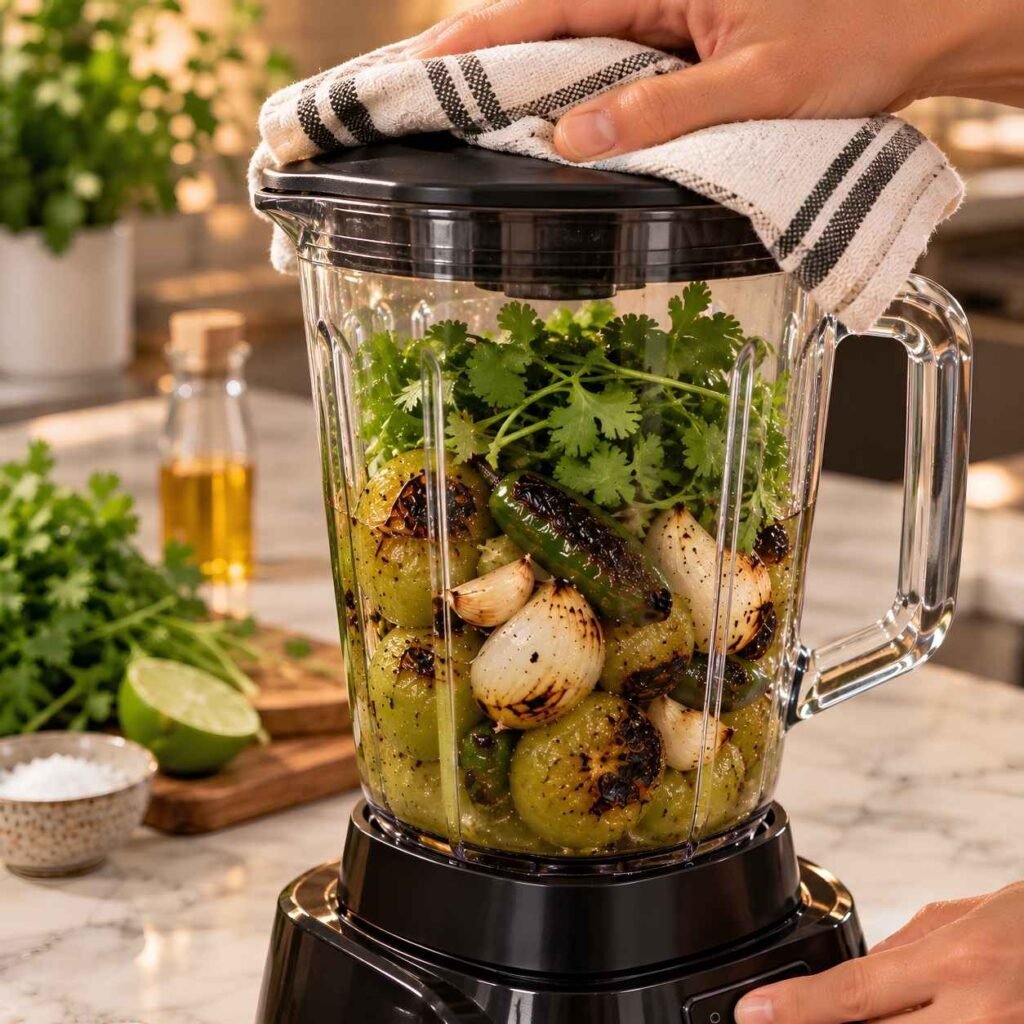 Blend. Tip everything into the blender, including all the juice from the tray,