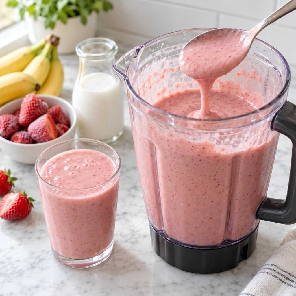 Check the Consistency

Stop the blender and check the texture. A properly blended smoothie sh