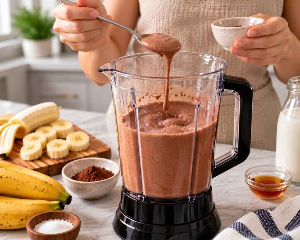 Check the Texture and Sweetness
Taste the smoothie before serving. Add a little more milk if it is too thick.