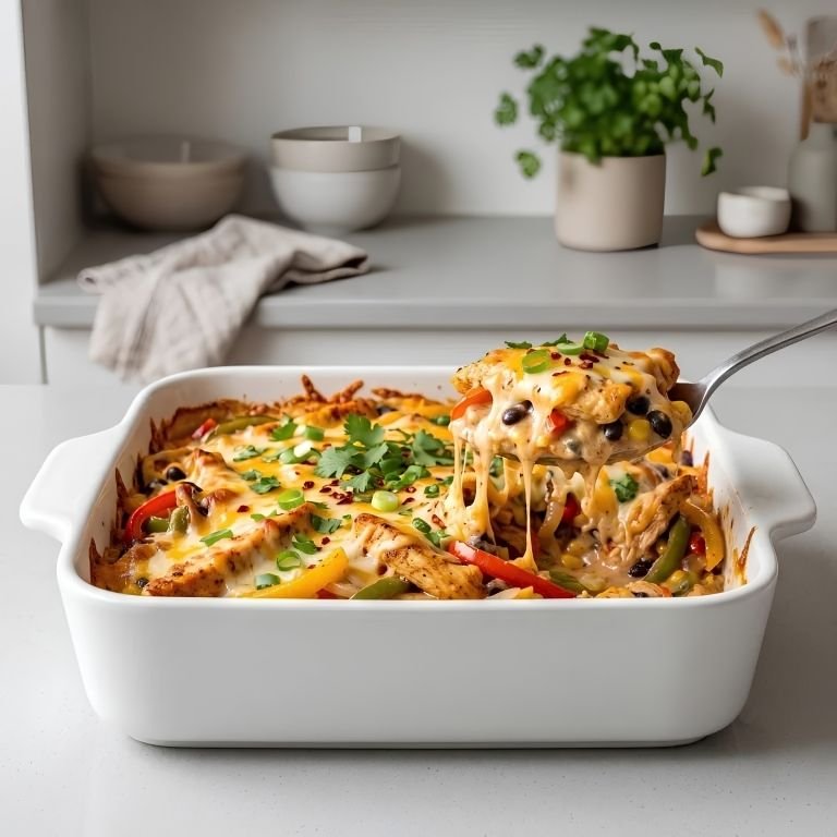 Cheesy Chicken Fajita Casserole Recipe This cheesy chicken fajita casserole recipe brings all the bold flavors of classic fajitas into one warm, creamy,