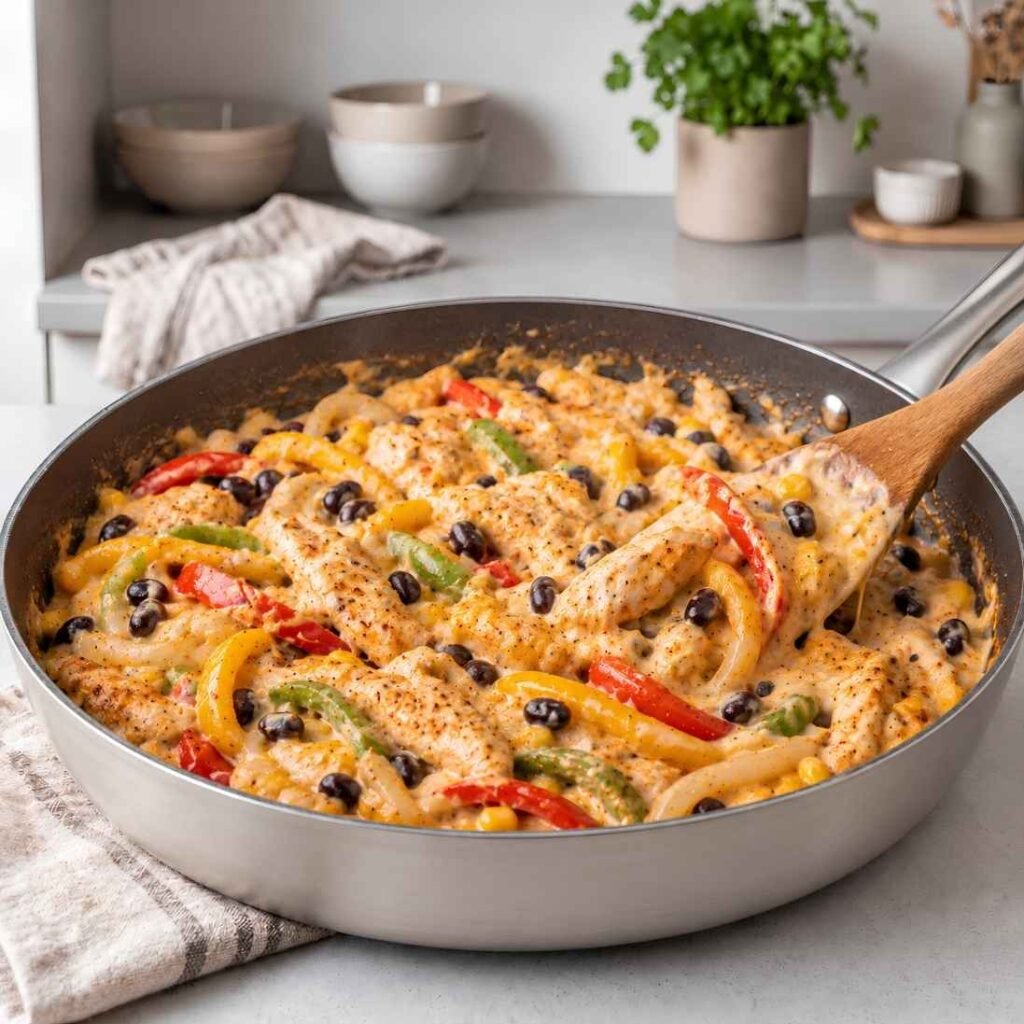 Create the Creamy Filling Reduce the heat and add softened cream cheese to the skillet