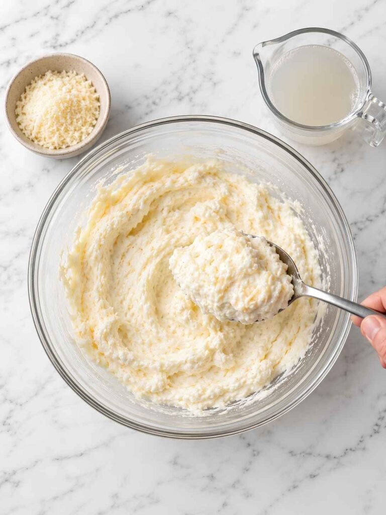 Make the Cream Cheese Layer. Beat the softened cream cheese, sour cream,