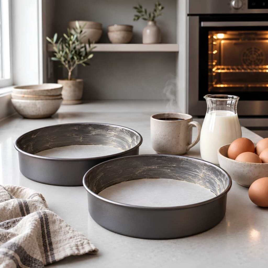 Prep the Pans and Oven. Preheat the oven to 350°F (175°C).