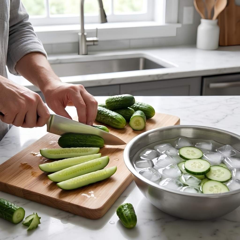 Prepare the Cucumbers

Wash the cucumbers thoroughly and trim both ends.