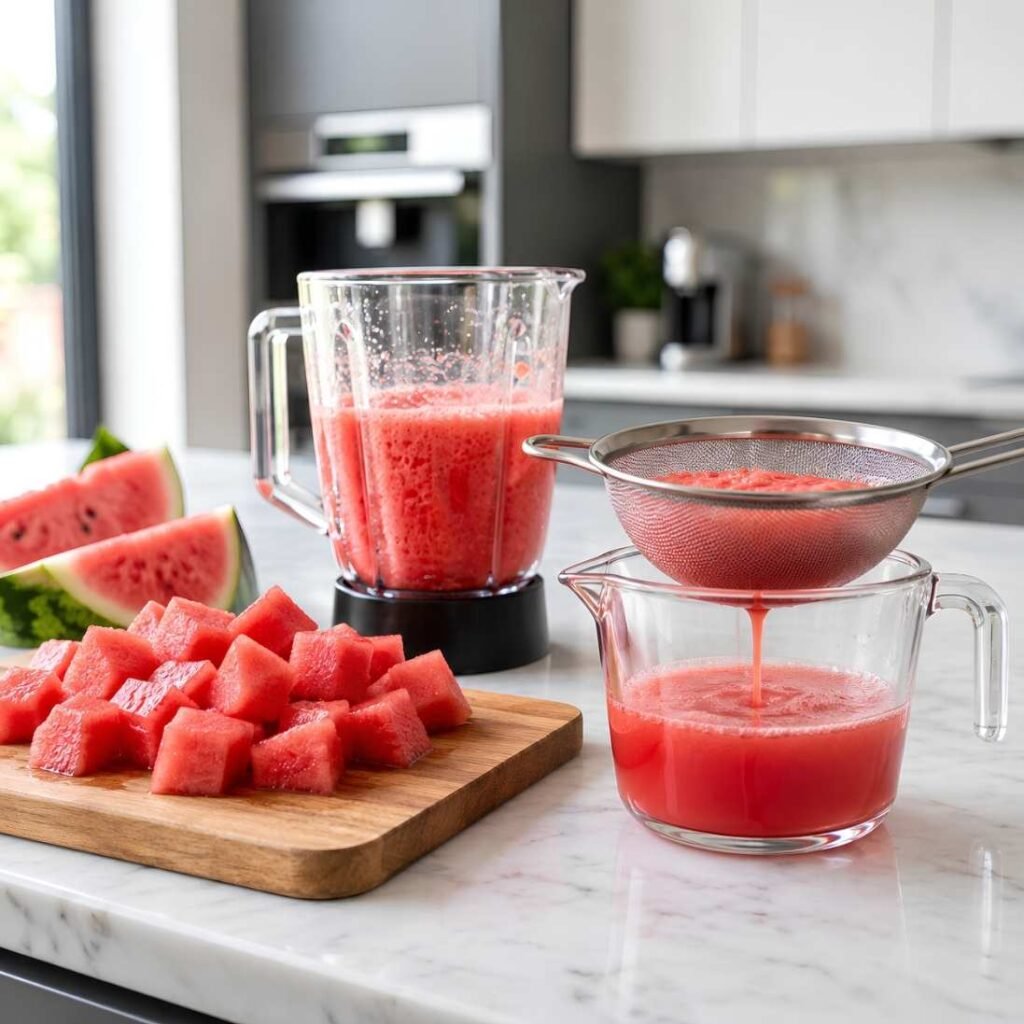 Prepare the Watermelon

Cut the watermelon into small chunks and remove any seeds if needed