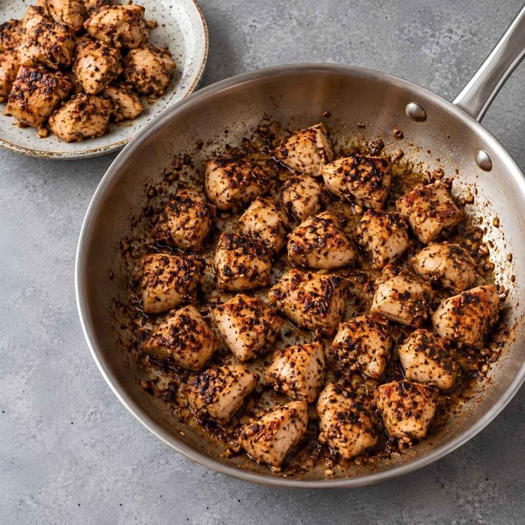Sear the Chicken. Heat 1 tablespoon of the olive oil in a 12-inch skillet over medium-high heat.