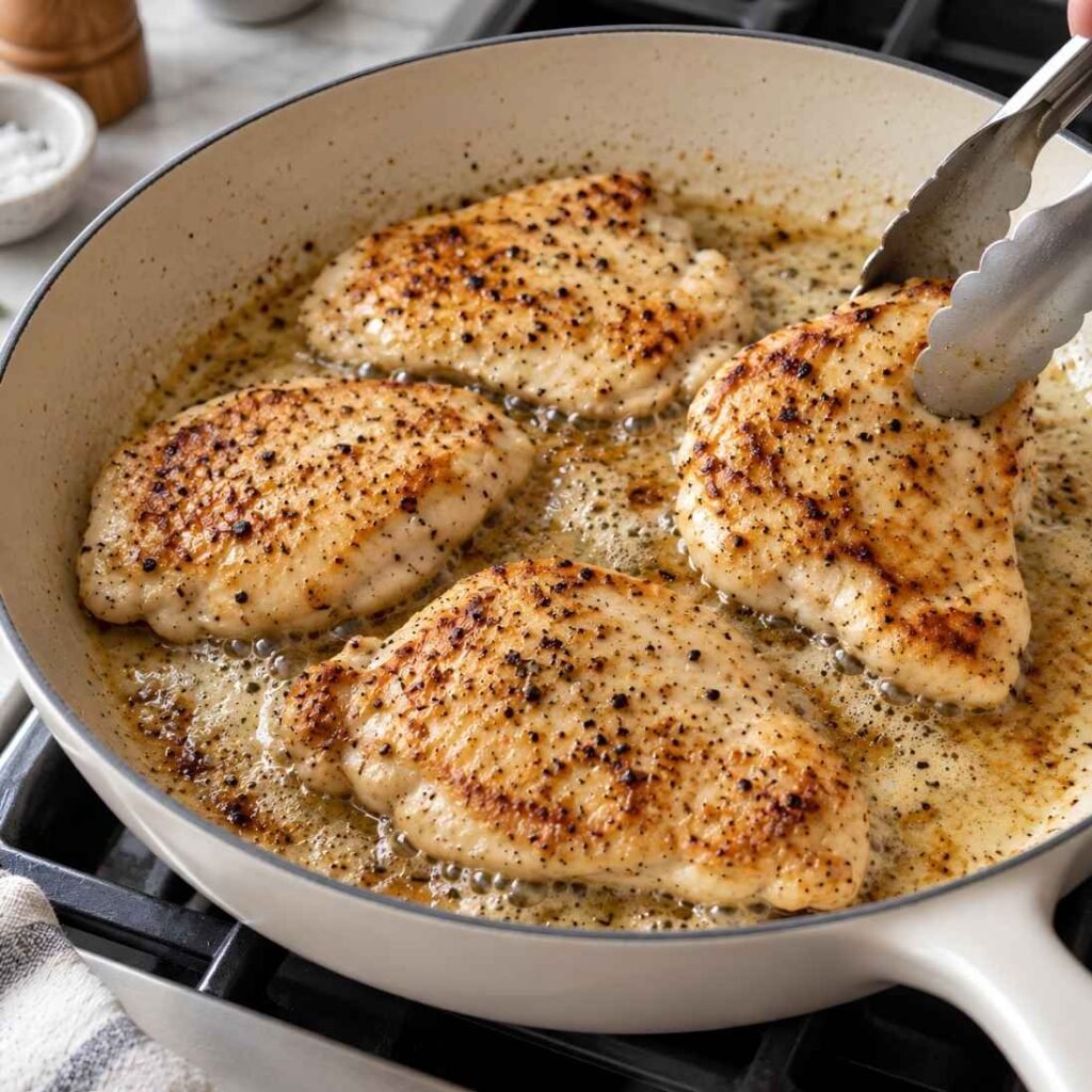Sear the Cutlets. Heat the olive oil and butter in a 12-inch skillet