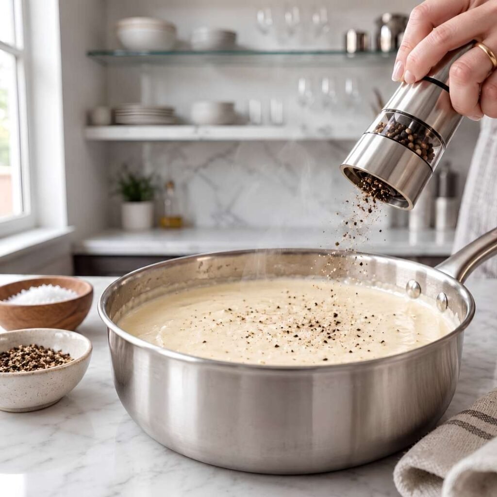 Taste, Then Season. Taste the sauce now, before adding any salt.