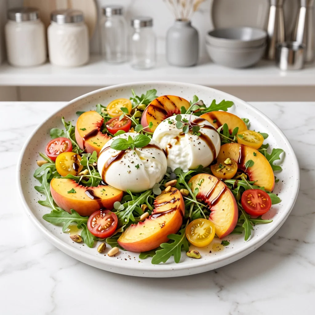 Peach Burrata Salad for Summer