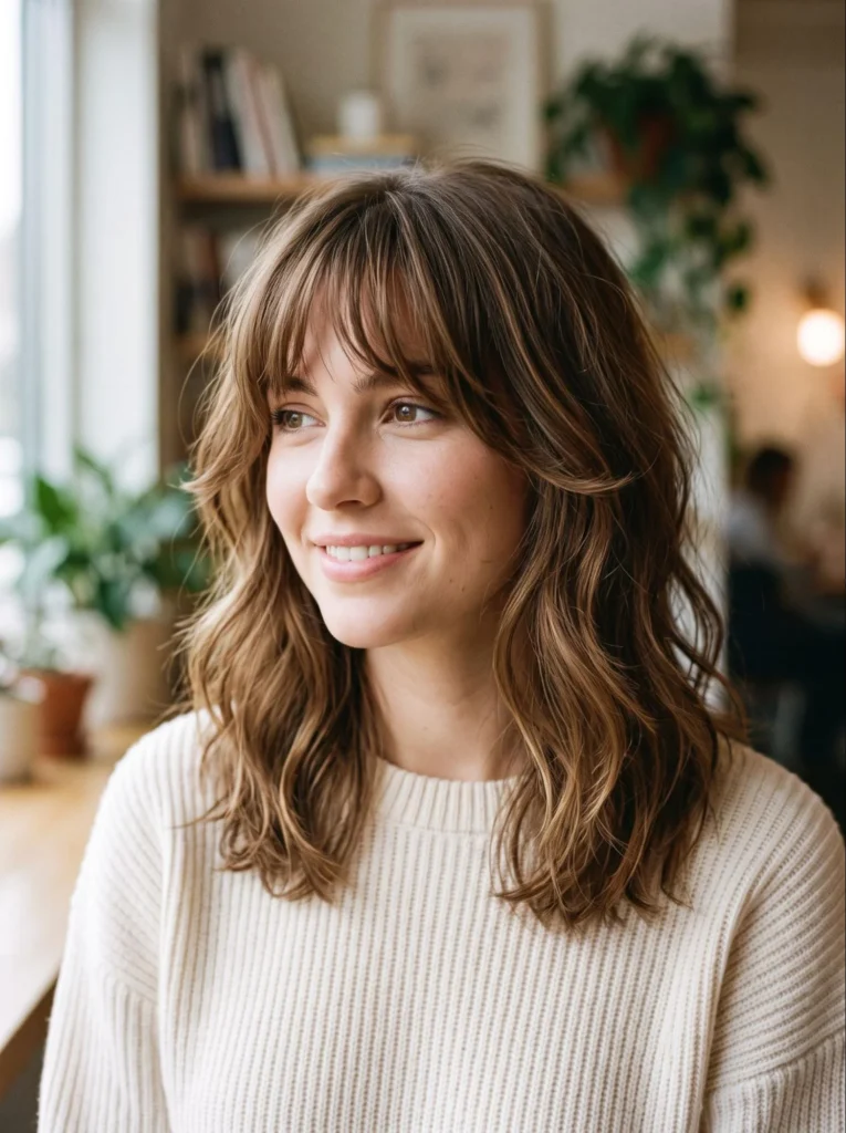Shoulder Length Hair With Wispy Bangs