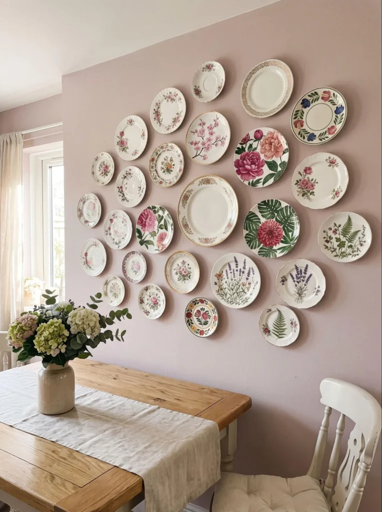 Floral Pattern Plate Wall