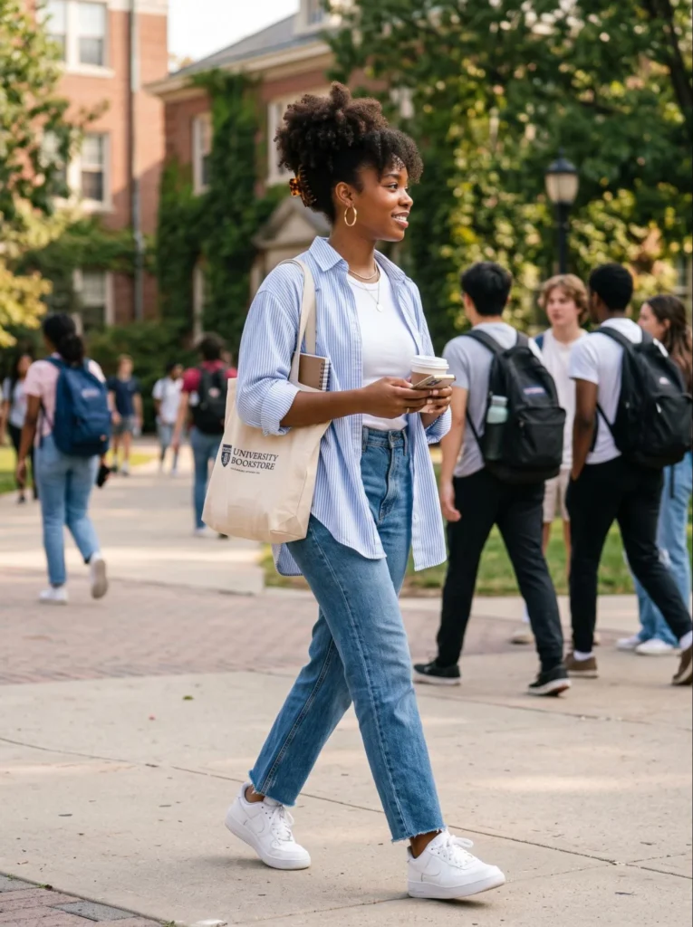 Oversized Button-Down With Straight-Leg Jeans