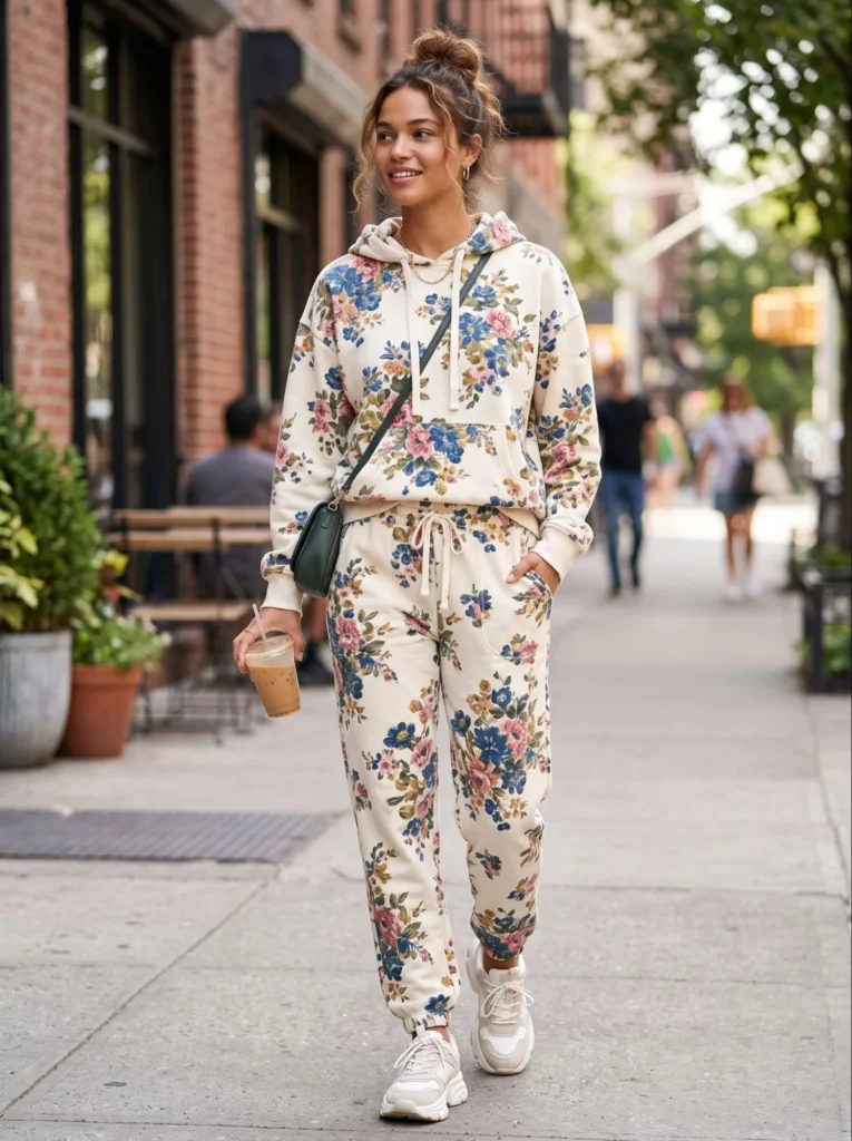 Floral Jogger Pants with a Hoodie